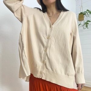 COS Cream Button-Up Sweater with pleated back